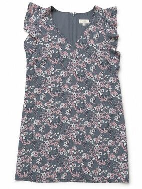 LOFT Outlet Floral V Neck Lined Flutter Sleeve Shift Dress Small